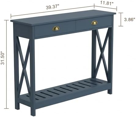 ChooChoo Console Table with Drawer for Entryway with Stable X Supports
