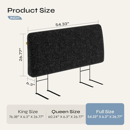 Pinmoco 4.7" Upholstered Headboard for Full Size Bed, Height Adjustable and Ergonomic Headboard, Easy Assemble, Sturdy and Durable, Starry Night Black