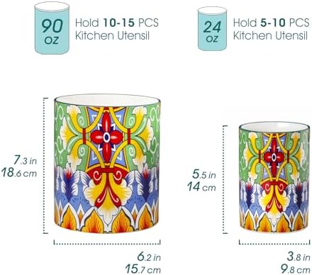 vancasso 7.3"+5.5" Utensil Holder, Porcelain Utensil Holder for Countertop