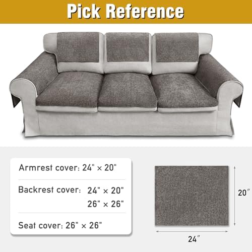 Couch Arm Covers, Sofa Arm Covers, Waterproof Armrest Cover for Sofa, Armchair, Loveseat, Non-Slip Recliner Arm Cover, Headrest Cover, Arm Chair Covers Set of 2 (Chocolate, 24"×20")