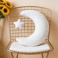 Moon Pillow Decorative Throw Pillows with Soft Faux Velvet for Couch Cute Cushion for Bedroom Office White