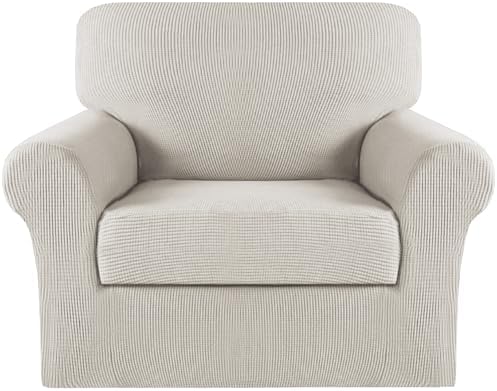 Turquoize 2 Piece Chair Covers Armchair Slipcovers for Living Room Armchair Sofa Covers with Arms Washable Furniture Protector for Chairs Feature Thick Fabric (Chair, Island Fossi)