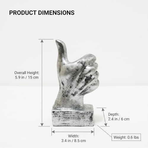 Nice purchase Hand Finger Gesture Desk Statues Fingers Sculpture Creative Home Living Room Cabinet Shelf Decoration (Thumbs-up in Silver)