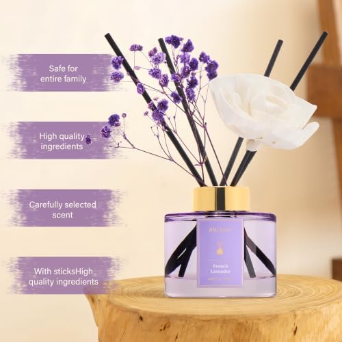 Airkeep Flower Reed Diffuser Set, French Lavender Diffuser Set, 5.07 Fl.oz (150ml), Home Fragrance, Bathroom, Bedroom & Home Décor, Air Freshener
