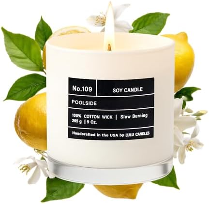 Lulu Candles | Poolside | Luxury Scented Soy Jar Candle | Hand Poured in The USA | Highly Scented & Long Lasting (9 Oz.)