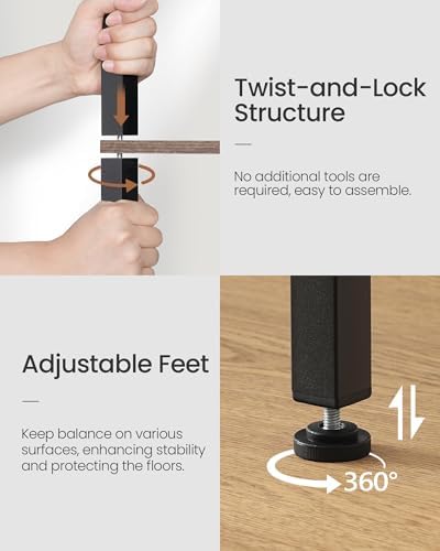 CHOEZON Small Narrow Side Table with Charging Station, Skinny End Table with Fabric Basket, Slim Nightstand for Small Spaces, Sofa Side Table, for Living Room, Bedroom, Greige and Black TBZ07UFH