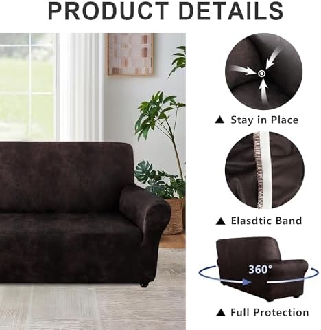 ANARACHON 1-Piece Leather-Look Sofa Cover,Sofa Slipcover Width 78"-88"