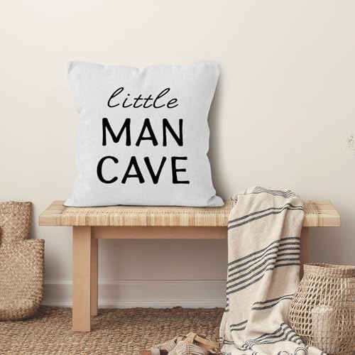 Little Man Cave Throw Pillows Covers, Kids Toddler Decorative Pillows Covers for Playroom Decor, Boys Pillows Covers, Nursery Kindergarten Playroom Decor, Boy Nursery Pillow Covers 18x18