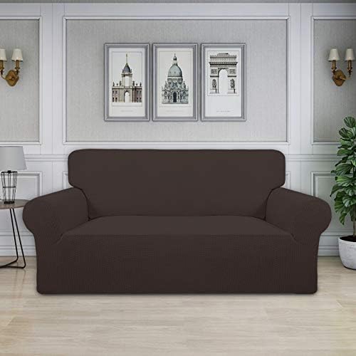 Easy-Going Stretch Oversized Loveseat Couch Covers Washable Chocolate