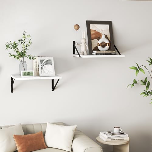 Heimlove 28W x 12D Deep Floating Shelves Set of 2 White