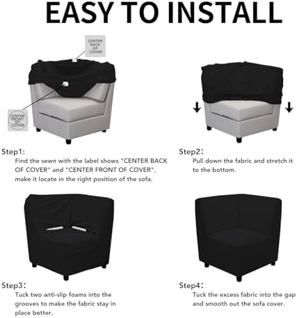 Easy-Going Stretch Soft Sectional Corner Sofa Couch Slipcover Black
