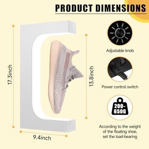 YUZP Levitating Shoe Display Floating Sneaker Stand (White colored lights)