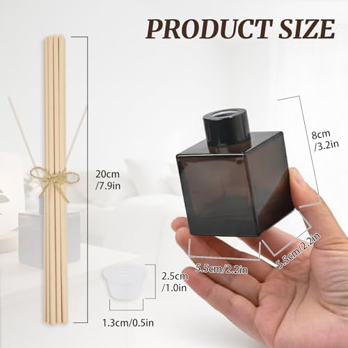 100ml 2pcs Reed Diffuser Bottles - Fragrance Diffuser Empty Bottle with 20pcs Reed Sticks for Home Fragrance Accessories and Women Gift Room,Home,Bathroom Decor