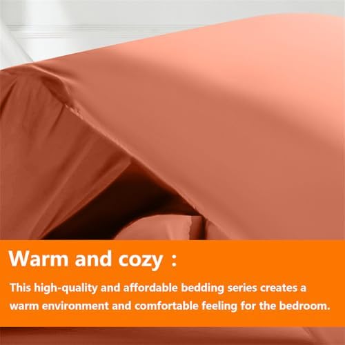 TAIMIT Burnt Orange King Comforter Set - 7 Pieces, Bed in a Bag Bedding Sets with All Season Soft Quilted Warm Fluffy Comforter,Flat Sheet,Fitted Sheet,2 Pillow Shams,2 Pillowcases