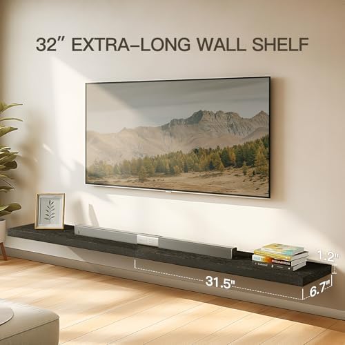 Amada 32 Inch Floating Shelves with Invisible Brackets, Set of 2, Black