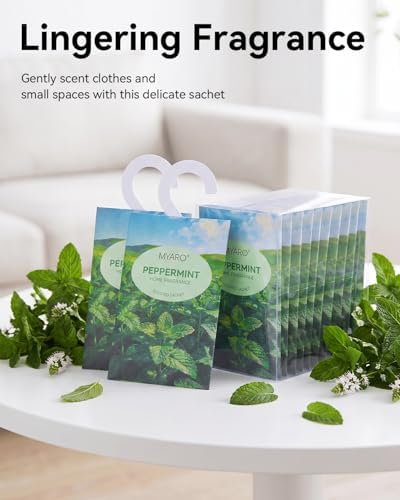 MYARO 12Pcs Mint Sachets Hanging Car Air Freshener, Closet Deodorizer