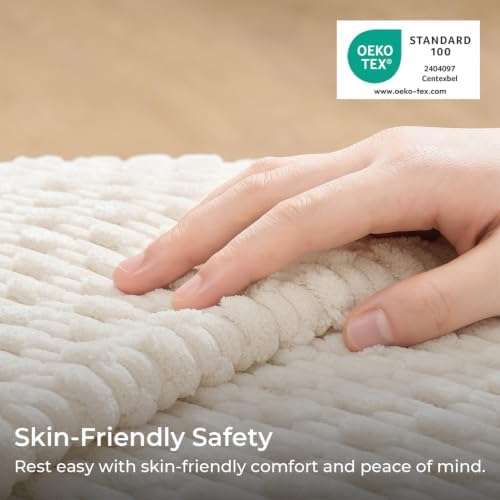 Kevin Textile Soft Corduroy 28x28 Inch Pillow Covers 2 Pack, Cream White