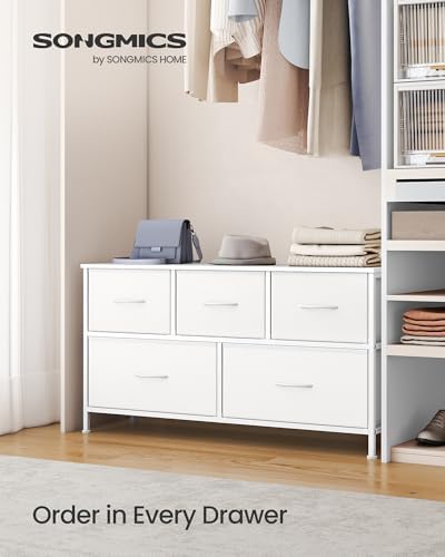 SONGMICS Dresser for Bedroom, Wide Dresser with 5 Fabric Drawers