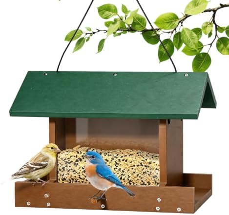 Bird Feeders for Outdoors Hanging, Recycled HDPE, 2.2 LB Capacity