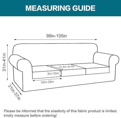 Turquoize 4 Piece Sofa Covers for 3 Cushion Couch Sofa Slipcover Soft Couch Cover for Dogs-Washable Sofa Furniture Covers with 3 Individual Large Cushion Covers, Feature Fabric (XL Sofa, Loden Frost)
