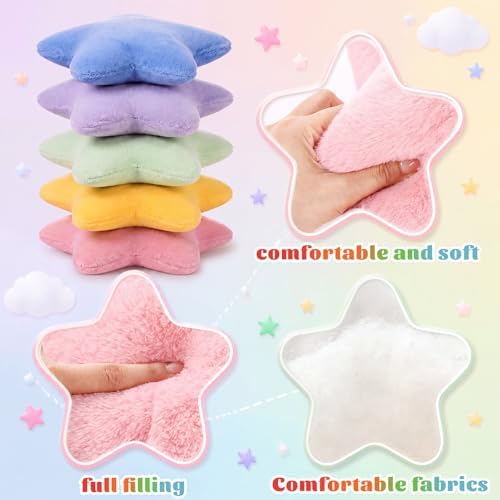 Soaoo 5 Pcs Star Fluffy Pillow Star Shape Pillow, Soft Mix