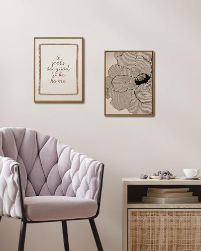 Framed Abstract Floral Line Art Wall Decor, Office Art 12x16