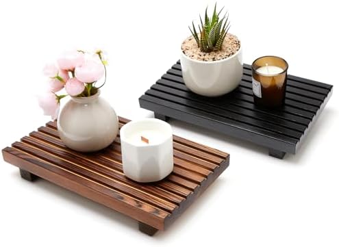 Decorative Wooden Tray for Bathroom Counter Kitchen Wood Riser Vanity Tray