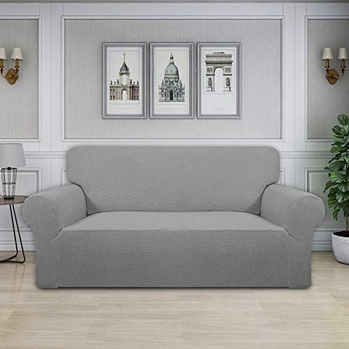 Easy-Going Stretch Oversized Loveseat Couch Covers Washable Light Gray