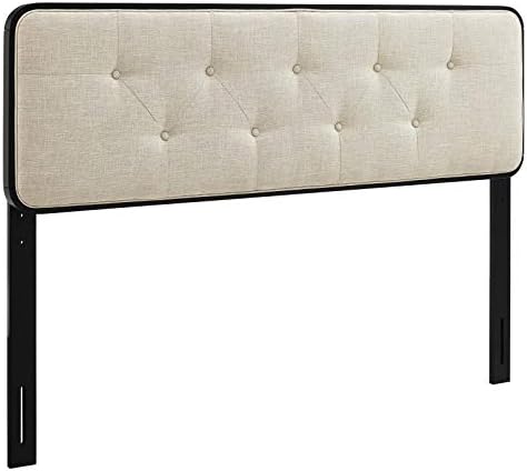 Modway MOD-6233-BLK-BEI Collins Tufted Full Fabric and Wood Headboard, Black Beige