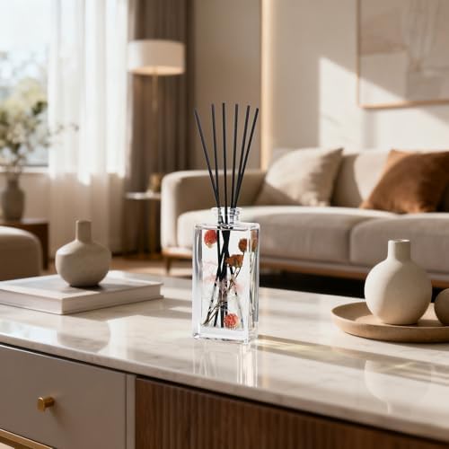 Wood & Willow Reed Diffuser Set with Dried Flowers (Wild Rose & Oud)