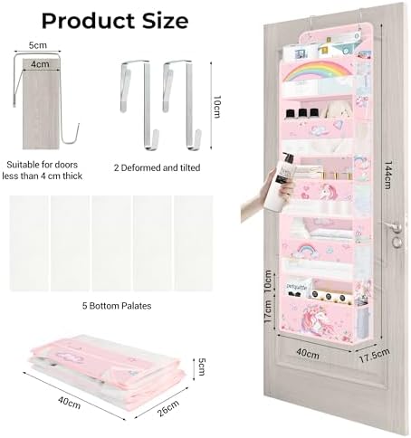 Clastyle Over the Door Organizer Diaper Toy Nursery Hanging Shelf, Unicorn