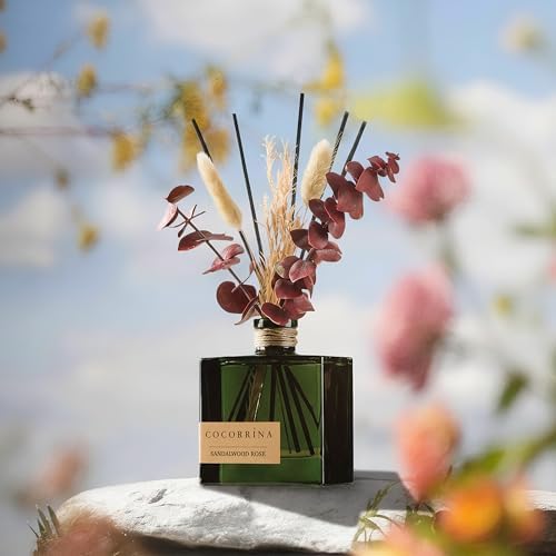 COCORRÍNA Dried Flowers Reed Diffuser, Sandalwood Rose Scent 6.76 fl oz