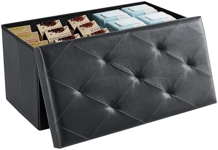 DUMOS 30 Inch Foldable Storage Ottoman Bench, Large Ottoman with Storage