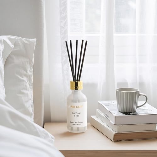 Airkeep Reed Diffuser Oil Set with Reed Sticks,Balsam Fir Aromatherapy Oil Scent Diffuser for Home Office Bathroom Decoration Perfume and Gifts 3.38oz/100ml