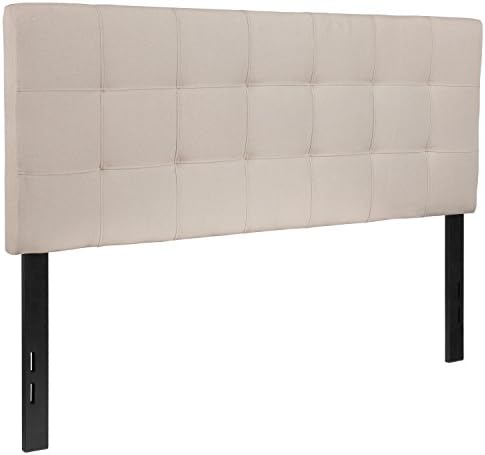 BizChair Quilted Tufted Upholstered Full Size Headboard in Beige Fabric