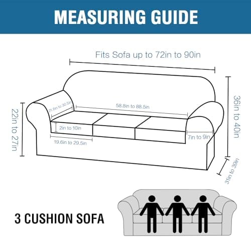 H.VERSAILTEX Modern Velvet Plush 4 Piece High Stretch Sofa Slipcover Sofa Cover Furniture Protector Form Fit Luxury Thick Velvet Sofa Cover for 3 Cushion Couch Width Up to 90 Inch (Sofa,Stormy Blue)