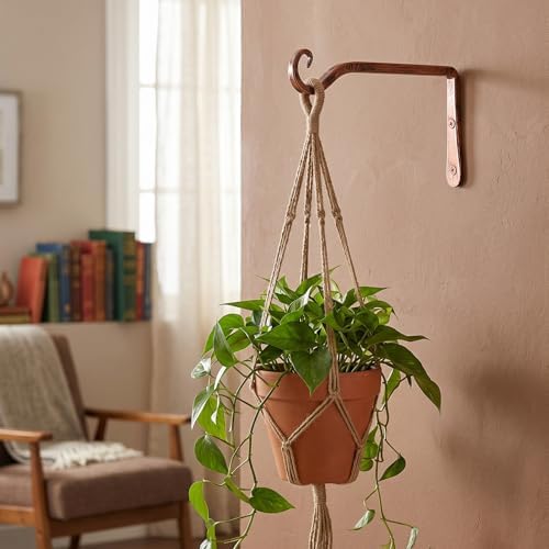 FEED GARDEN Plant Hooks 2 Pack 10 Inch, Solid 10 mm Steel Wall Mounted Hanging Brackets, 48lb Rated, 1.4" Hook Opening, for Bird Feeders Baskets Wind Chimes, Indoor Outdoor Antique Bronze