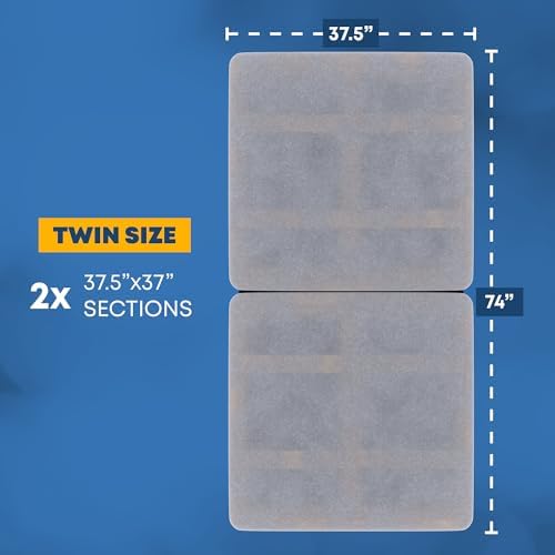 Greaton, Premium 38mm Split Wood Bunkie Board Twin Size Bed - 2-Piece Under Mattress Support Board, Fully Assembled, Fabric Ventilation Cover - Replaces Wooden Slats or Box Spring for Bed Frames