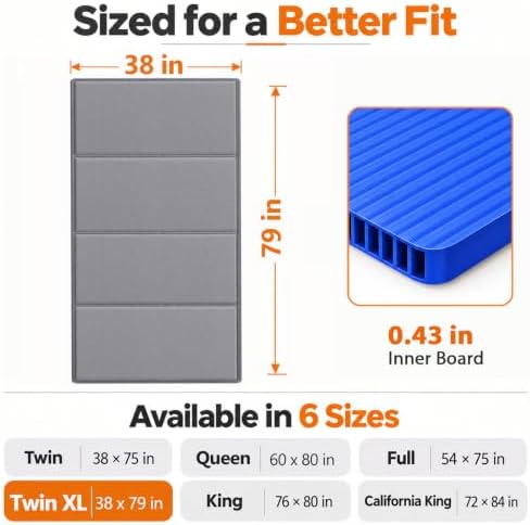 TigeJoy Heavy Duty Bunkie Board Twin XL 38''x79'', Non-Slip Bed Support