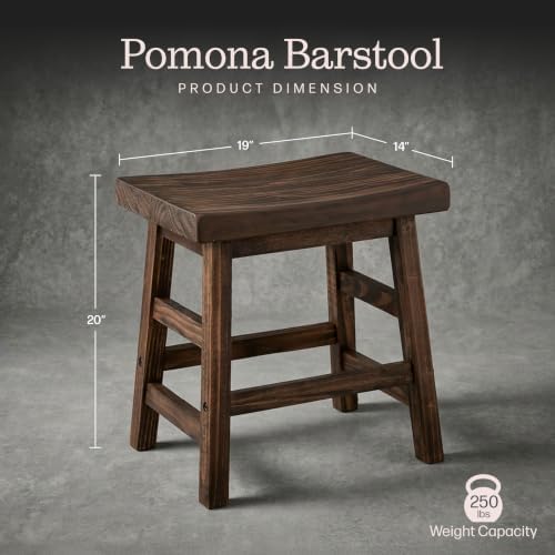 Alaterre Furniture Pomona Solid Wood Bar Stool, Rustic Brown, 20”