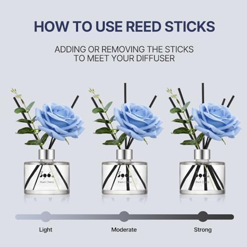 396 st. Rose Flower Reed Diffuser, Black Cherry, 200ml(6.7oz) / Reed Diffuser Sets, Home Fragrance, Scented Oils, Home & Bathroom Décor