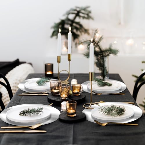 KesaPlan 100PCS 13in Round Silver Placemats, Disposable Paper Charger Plate