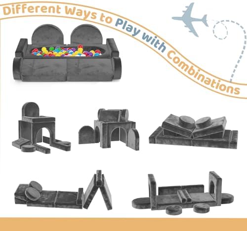 12pcs Modular Kids Play Couch, Convertible Toddler Sectional Sofa