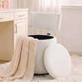 Swivel Vanity Chair with Storage, Velvet Makeup Stool with Higher Back for Living Room, Bedroom, Dressing, White