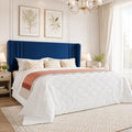 SHA CERLIN Full Velvet Upholstered Bed Frame, Wingback Headboard, Blue
