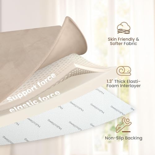 Extra Large 79"×158" Baby Play Mat for Floor,1.3" Thick Elasti Foam Playroom Mat for Toddler,Infant,Kids,Ultra Soft Velvet Classroom Rug,Non Slip Backing Safe for Crawling&Tummy Time(Beige)