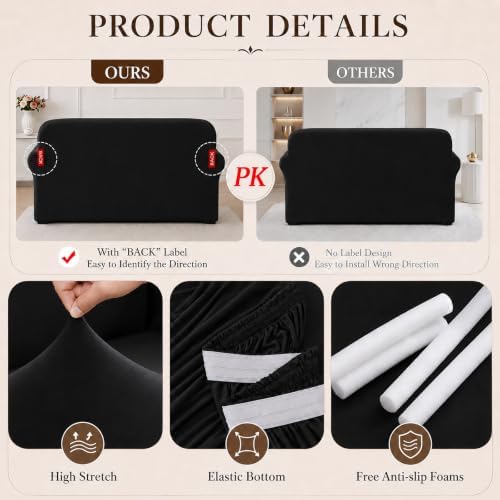 Sofa Cover Stretch Soft Washable with Non-Slip Foam Elastic Bottom