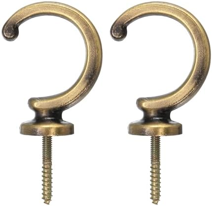 uxcell 2Pcs Curtain Holdback, Aluminum Alloy Wall Mounted Curtain Holders Drapery Tieback Hooks for Living Room Bedroom Office (Bronze)