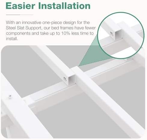 Novilla Full Size Bed Frame, 18 Inch Metal Platform Bed Frame Full Size with Storage Space Under Bed, Heavy Duty Steel Slat Support, Easy Assembly, No Box Spring Needed, White