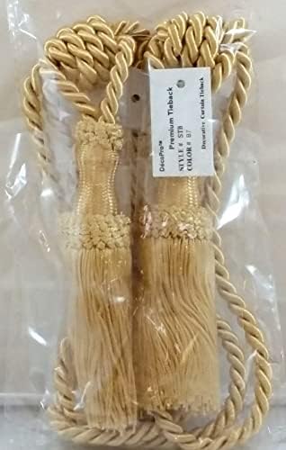 DÉCOPRO Pair of Premium Decorative Light Gold Chainette Tiebacks 5 inch Tassel Length 30 inch Spread (Embrace) Color: B7